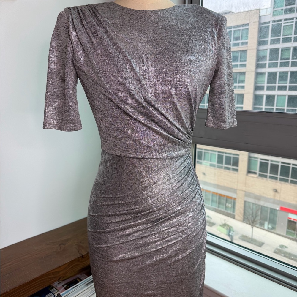 Alice + Olivia Shimmering Silver Dress